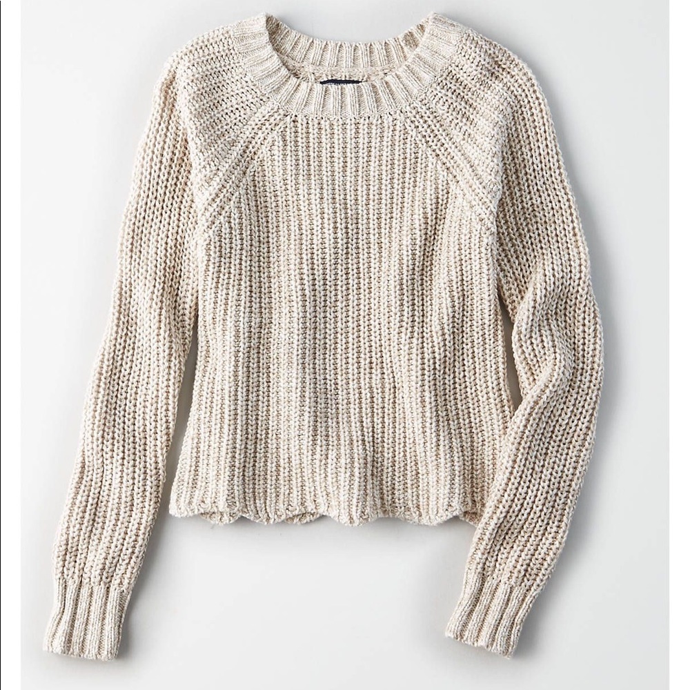 American Eagle Scallop Hem Raglan Pullover